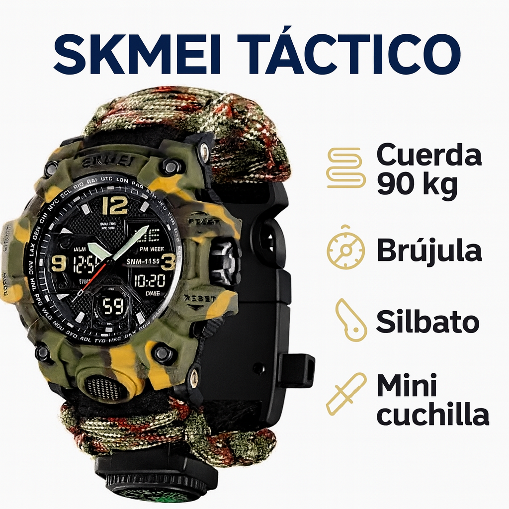 Reloj táctico SKMEI 1155: Supervivencia total en cualquier situación