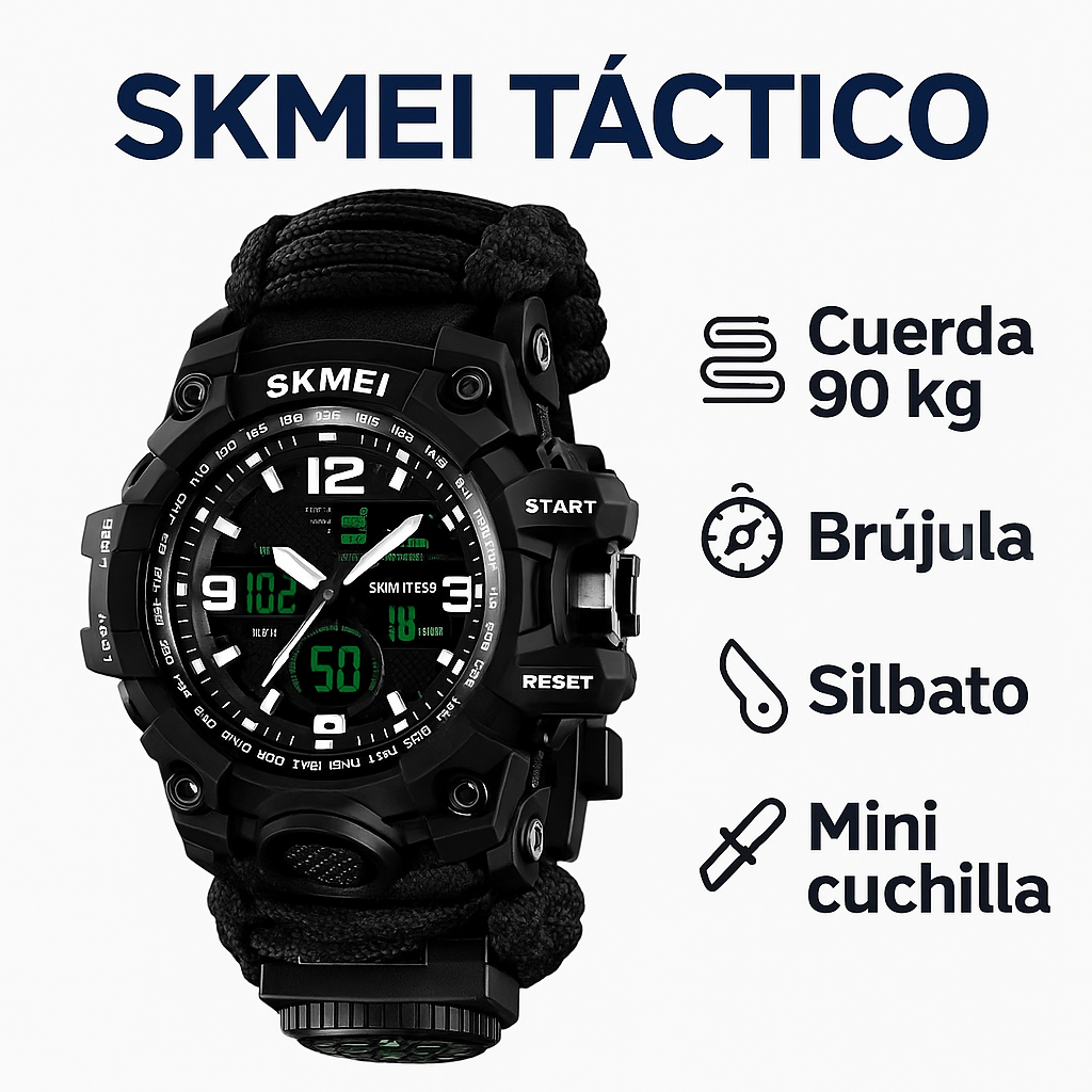 Reloj táctico SKMEI 1155: Supervivencia total en cualquier situación
