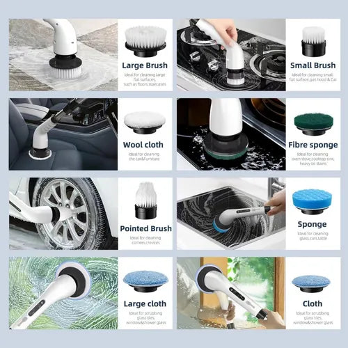 Cepillo de limpieza eléctrico CleanSpin Pro 9 en 1 – Limpieza profunda sin esfuerzo y en la mitad del tiempo